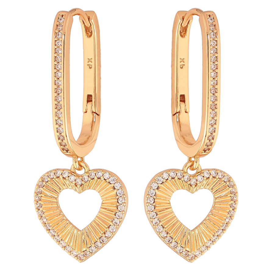 Сережки Xuping колір Позолота 18K підвіски на колечках "Сердечки" фото №1 Сережки Xuping колір Позолота 18K підвіски на колечках "Сердечки" фото №1