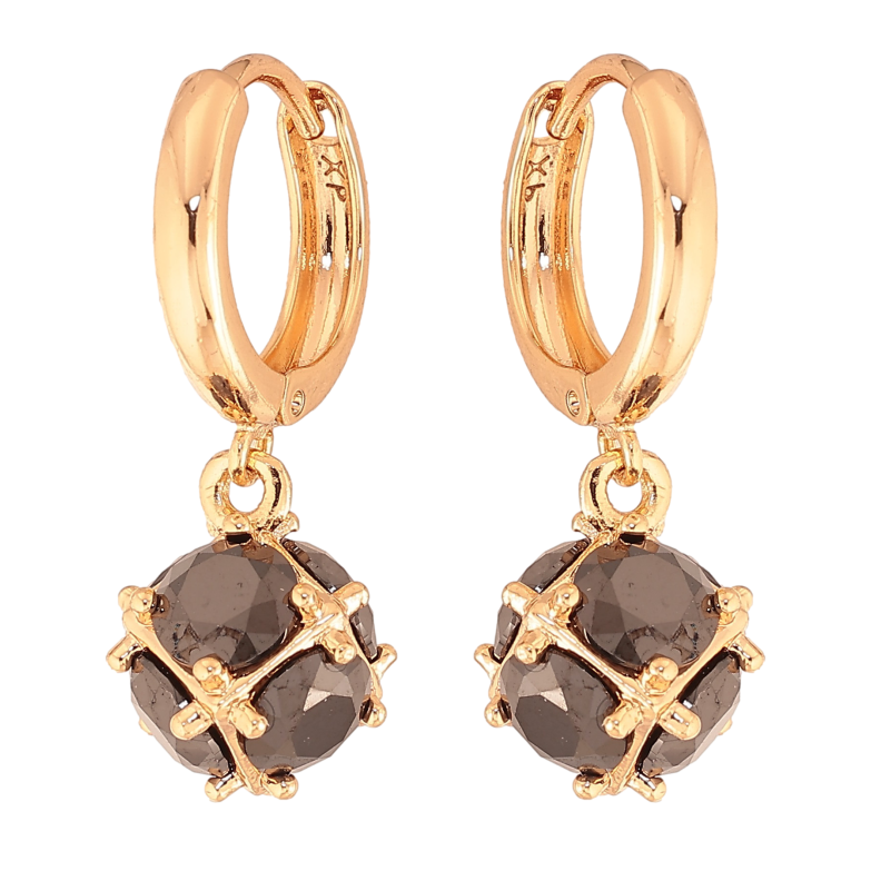 Серьги Xuping цвет Позолота 18K подвески на колечках "Шарики из черных кристаллов" ø 8мм фото №1 Серьги Xuping цвет Позолота 18K подвески на колечках "Шарики из черных кристаллов" ø 8мм фото №1