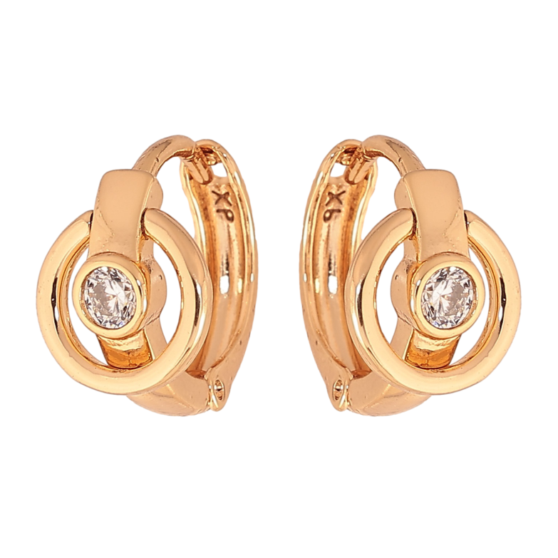 Серьги Xuping цвет Позолота 18K подвески на колечках "Узор с кристаллами" фото №5