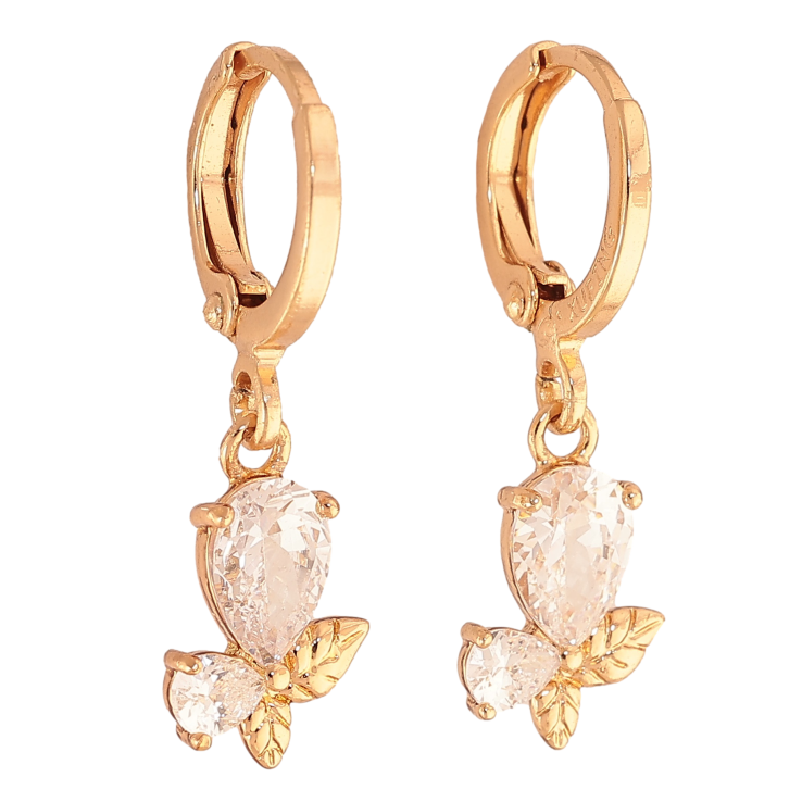 Серьги Xuping цвет Позолота 18K подвески на колечках "Узор с кристаллами" фото №24