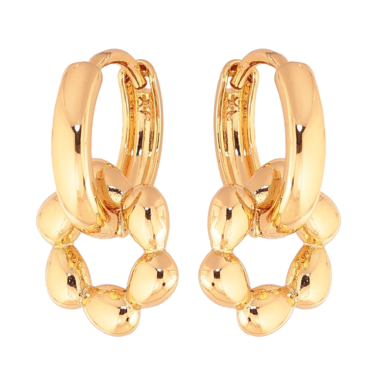 Серьги Xuping цвет Позолота 18K подвески на колечках "Декоративные колечки" 2 в 1 - Фото 12