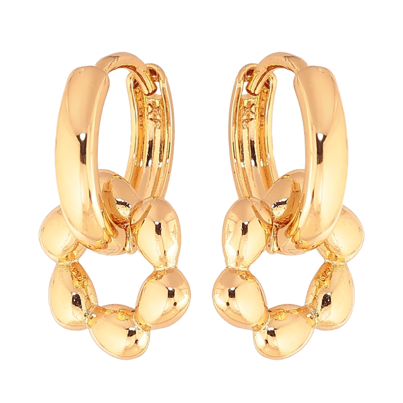Серьги Xuping цвет Позолота 18K подвески на колечках "Декоративные колечки" 2 в 1 фото №2