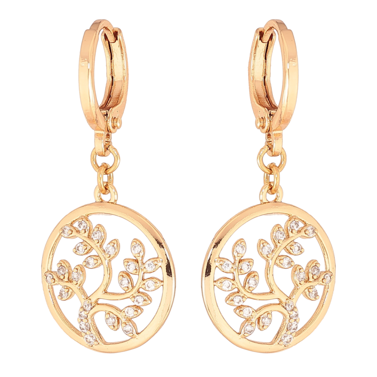 Сережки Xuping колір Позолота 18К підвіски на колечках "Дерево життя" фото №4