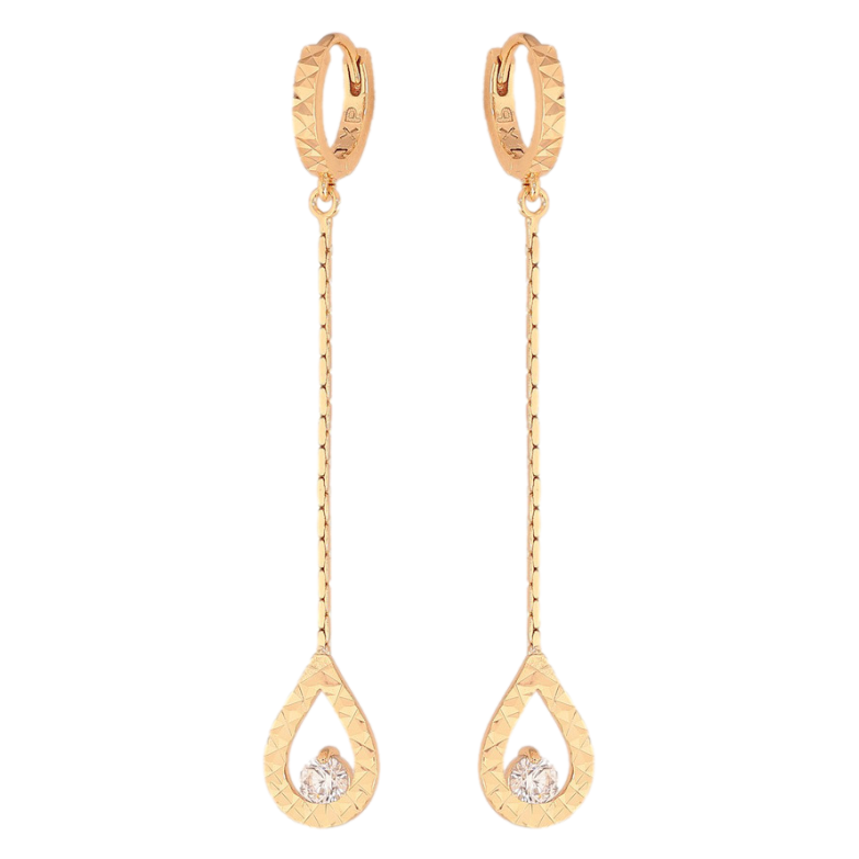 Сережки Xuping колір Позолота 18К підвіски на колечках "Крапельки з кристалами" фото №1 Сережки Xuping колір Позолота 18К підвіски на колечках "Крапельки з кристалами" фото №1