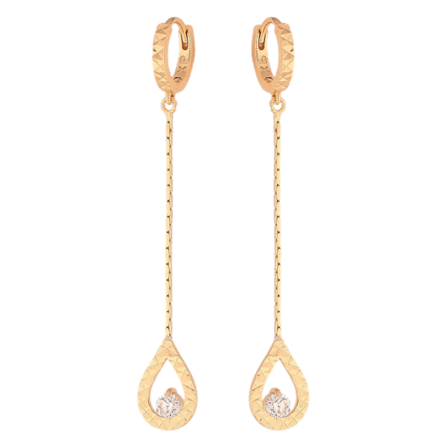 Сережки Xuping колір Позолота 18К підвіски на колечках "Крапельки з кристалами" фото №1 Сережки Xuping колір Позолота 18К підвіски на колечках "Крапельки з кристалами" фото №1