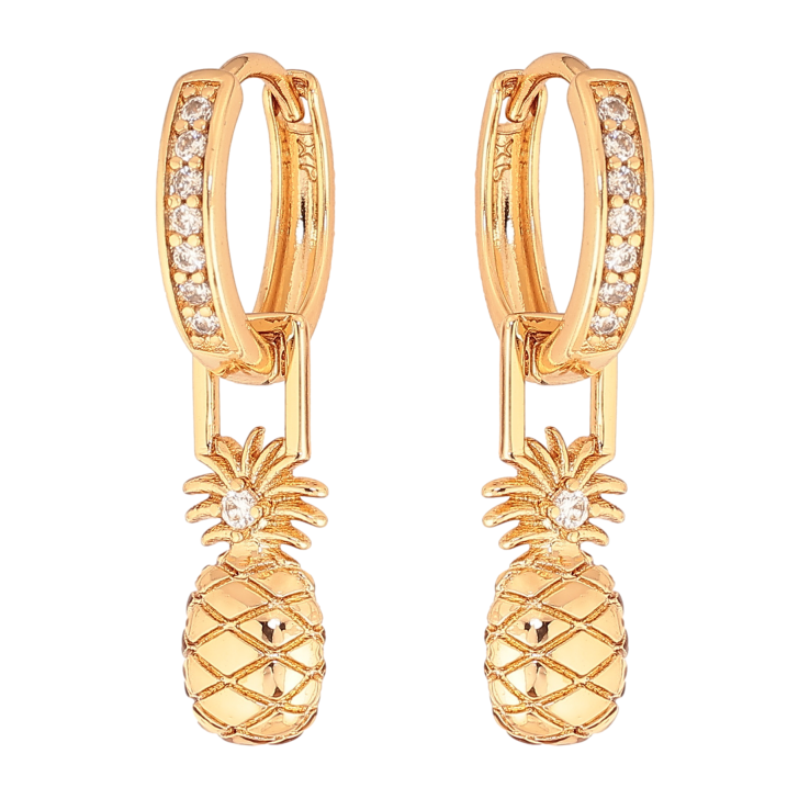 Сережки Xuping колір Позолота 18К підвіски на колечках "Ананаси" фото №13 Сережки Xuping колір Позолота 18К підвіски на колечках "Ананаси" фото №13