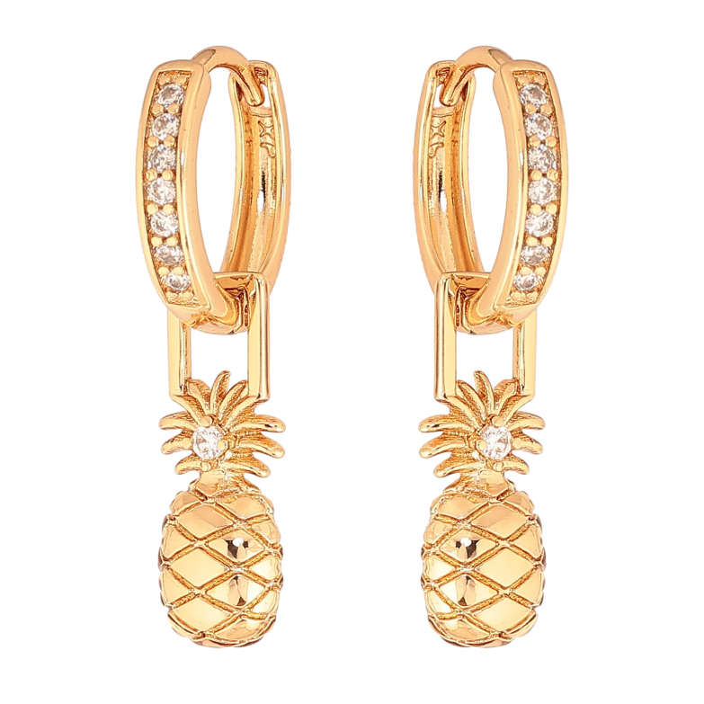 Сережки Xuping колір Позолота 18К підвіски на колечках "Ананаси" фото №1