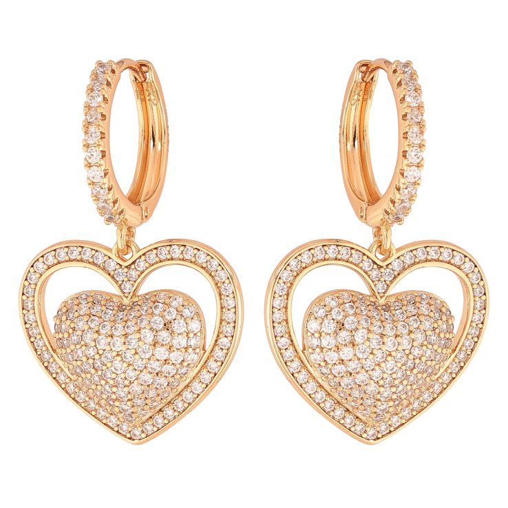 Сережки Xuping колір Позолота 18К підвіски на колечках "Сердечки з інкрустацією кристалами" фото №7 Сережки Xuping колір Позолота 18К підвіски на колечках "Сердечки з інкрустацією кристалами" фото №7