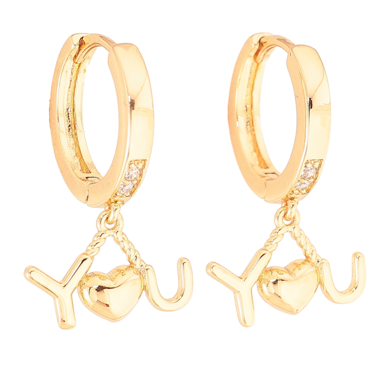 Сережки Xuping колір Позолота 18K підвіски на колечках "Я тебе кохаю" фото №22