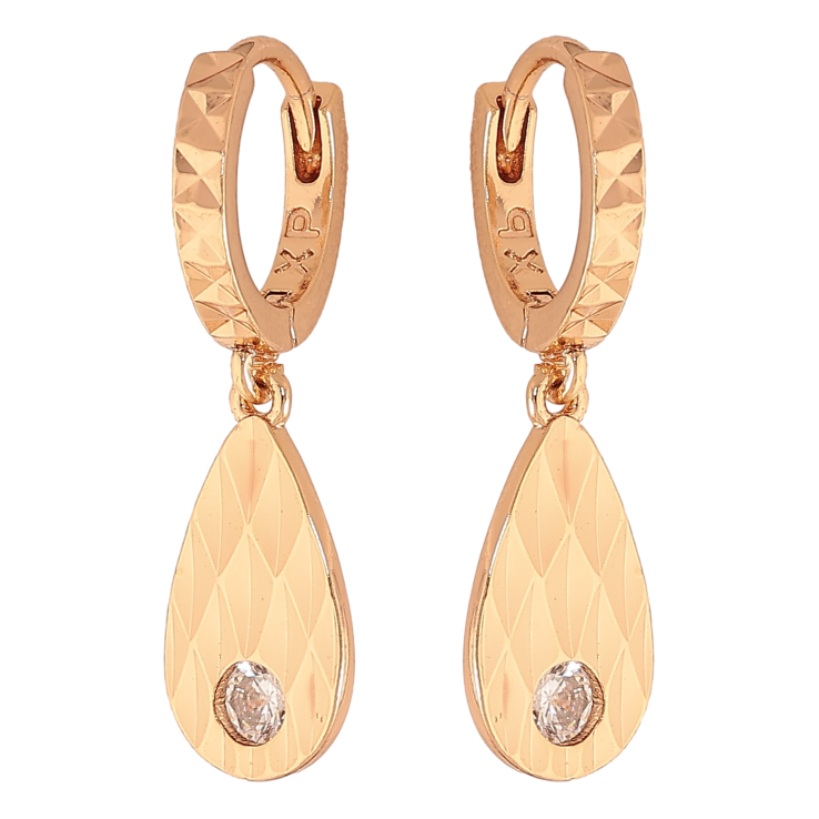 Серьги Xuping цвет Позолота 18K подвески на колечках "Капельки с кристаллами" - Фото 7