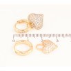 Сережки Xuping колір Позолота 18K підвіски на колечках "Сердечки з інкрустацією кристалами" 2 в 1 фото №2