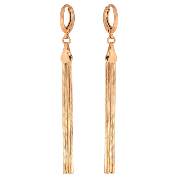 Сережки Xuping колір Позолота 18К підвіски на колечках "Чотири ланцюжки" фото №17