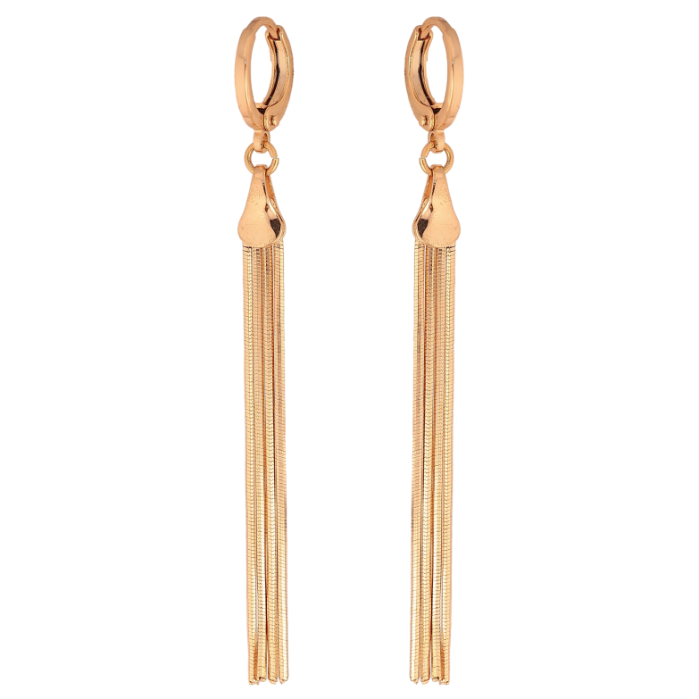 Серьги Xuping цвет Позолота 18К подвески на колечках "Четыре цепочки" фото №1