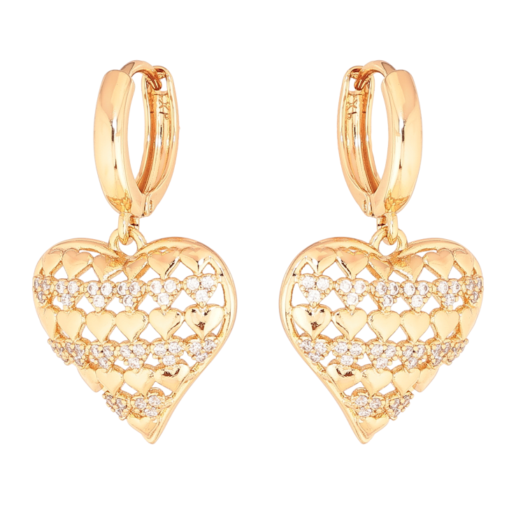 Сережки Xuping колір Позолота 18К підвіски на колечках "Сердечки з кристалами" фото №15 Сережки Xuping колір Позолота 18К підвіски на колечках "Сердечки з кристалами" фото №15