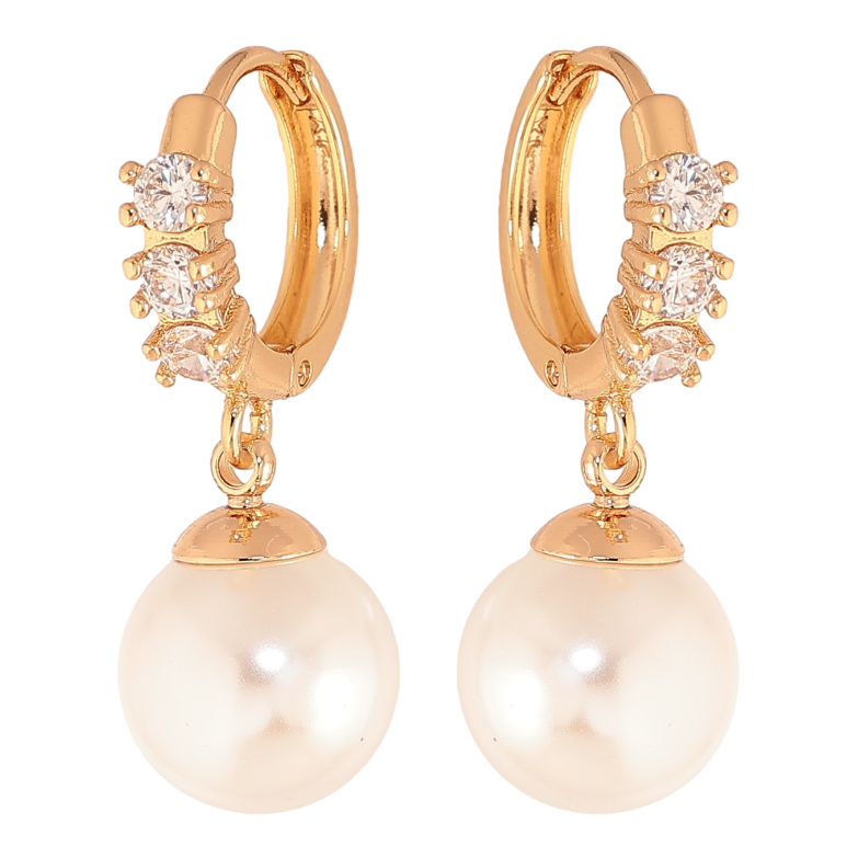 Серьги Xuping цвет Позолота 18K подвески на колечках "Жемчужные подвески" фото №2