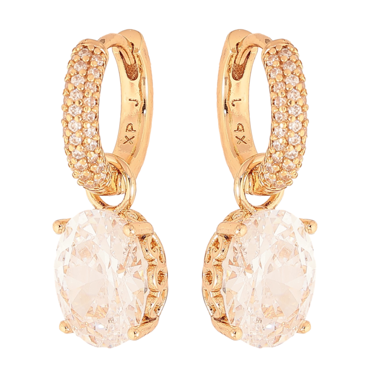 Сережки Xuping колір Позолота 18K підвіски на колечках "Кристальний блиск" 2 в 1 фото №5