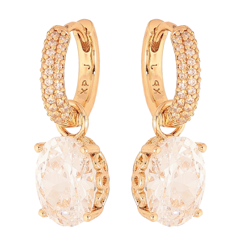 Сережки Xuping колір Позолота 18K підвіски на колечках "Кристальний блиск" 2 в 1 фото №1