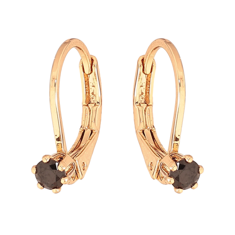 Сережки Xuping колір Позолота 18К французький замок "Чорні кристали на дужках" ø 3мм фото №1 Сережки Xuping колір Позолота 18К французький замок "Чорні кристали на дужках" ø 3мм фото №1