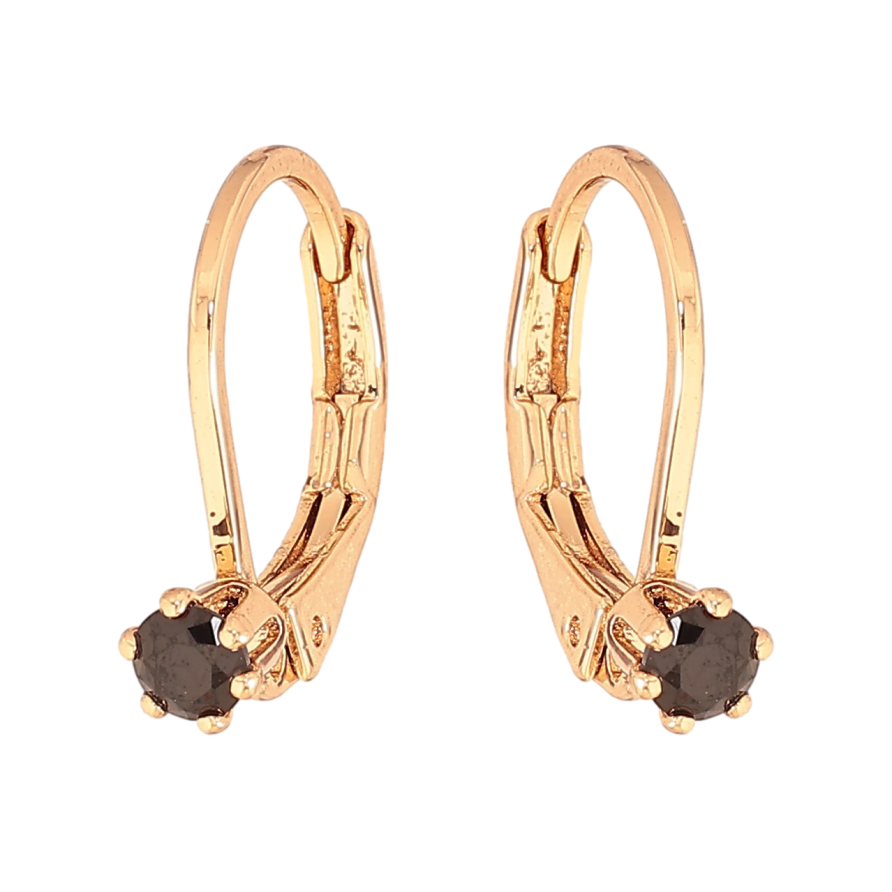 Сережки Xuping колір Позолота 18К французький замок "Чорні кристали на дужках" ø 3мм фото №1 Сережки Xuping колір Позолота 18К французький замок "Чорні кристали на дужках" ø 3мм фото №1