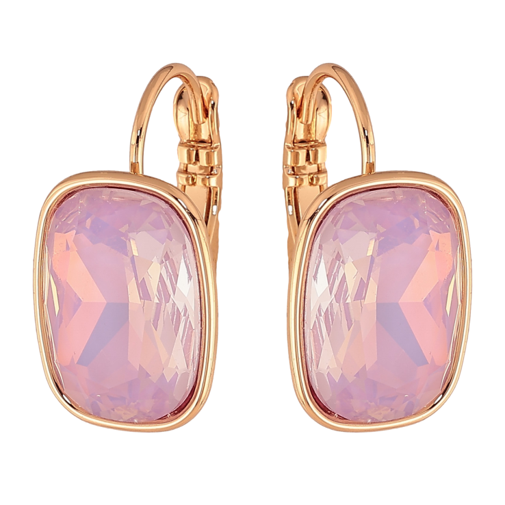 Сережки Xuping колір Позолота 18К французький замок "Рожеві кристали" 12 х 15мм фото №7