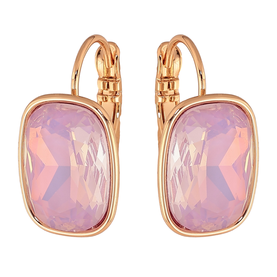 Серьги Xuping цвет Позолота 18К французский замок "Розовые кристаллы" 12 х 15мм фото №1