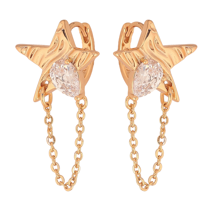 Сережки Xuping колір Позолота 18К підвіски на колечках "Зірки з кристалами" фото №23 Сережки Xuping колір Позолота 18К підвіски на колечках "Зірки з кристалами" фото №23