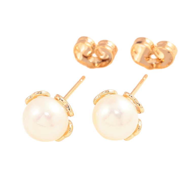 Сережки Xuping колір Позолота 18К пусети "Перлинні квіточки" фото №2