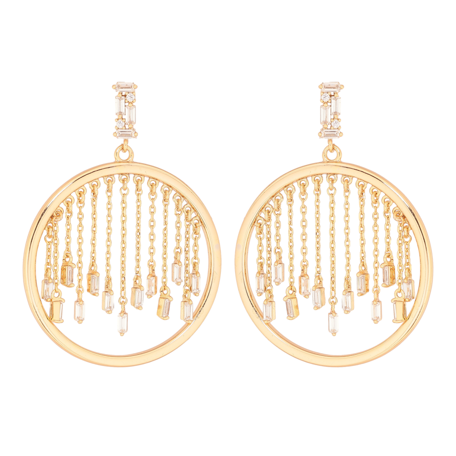 Серьги Xuping цвет Позолота 18К пусеты "Круглые подвески с кристаллами" фото №1