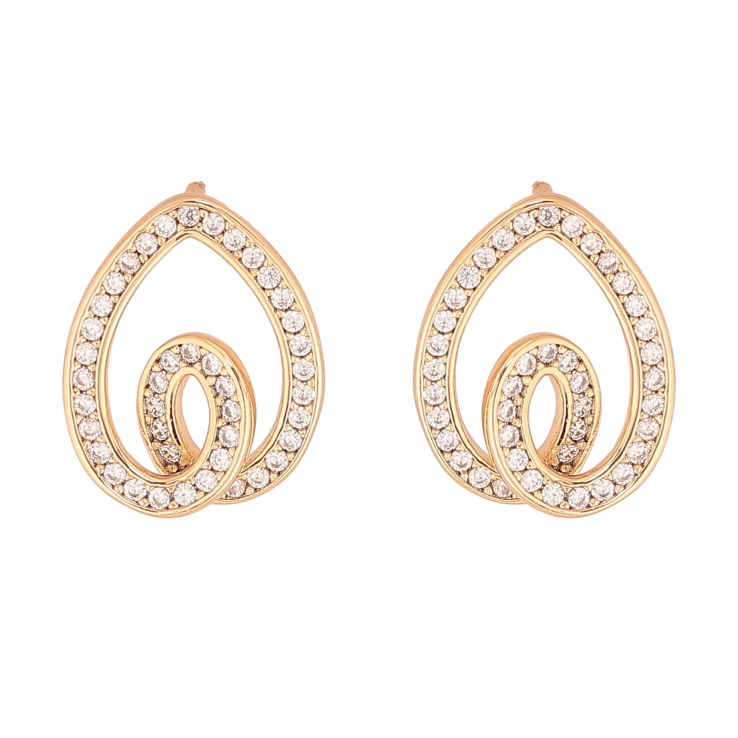 Сережки Xuping колір Позолота 18К пусети "Візерунок з кристалами" фото №12