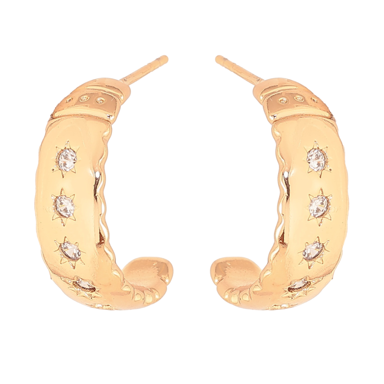 Серьги Xuping цвет Позолота 18К пусеты "Дуги с кристаллами" фото №1