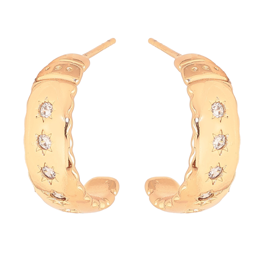 Сережки Xuping колір Позолота 18К пусети "Дуги з кристалами" фото №1