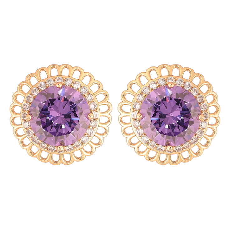 Серьги Xuping цвет Позолота 18К пусеты "Сиреневые кристаллы в ажурной оправе" фото №21 Серьги Xuping цвет Позолота 18К пусеты "Сиреневые кристаллы в ажурной оправе" фото №21