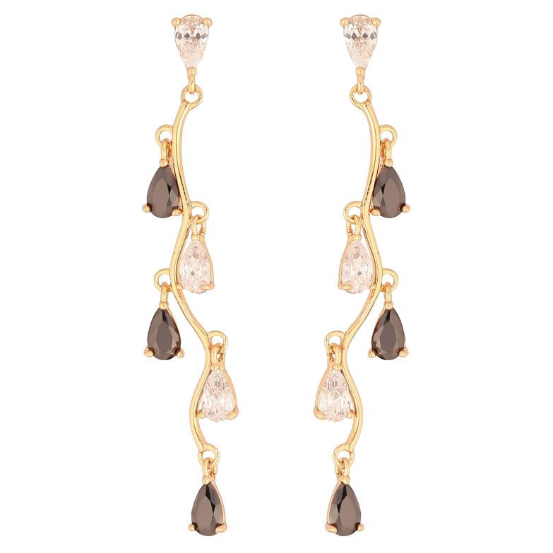 Серьги Xuping цвет Позолота 18К пусеты "Черно-белые кристальные подвески" фото №1 Серьги Xuping цвет Позолота 18К пусеты "Черно-белые кристальные подвески" фото №1