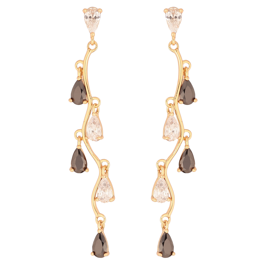 Сережки Xuping колір Позолота 18К пусети "Чорно-білі кристальні підвіски" фото №1 Сережки Xuping колір Позолота 18К пусети "Чорно-білі кристальні підвіски" фото №1