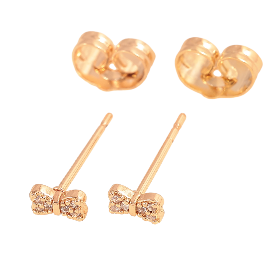 Сережки Xuping колір Позолота 18К пусети "Бантики з кристалами" фото №1 Сережки Xuping колір Позолота 18К пусети "Бантики з кристалами" фото №1