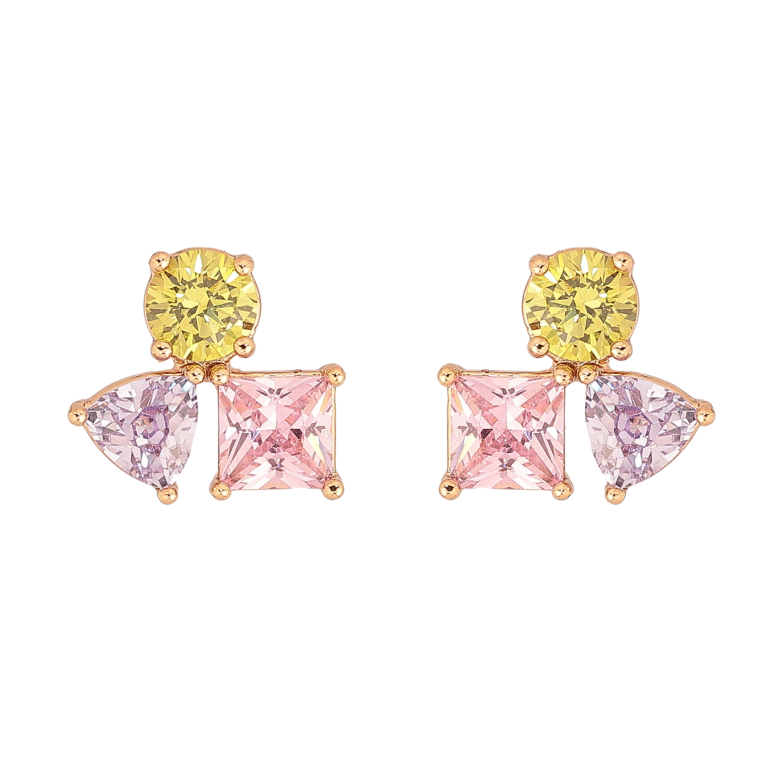 Серьги Xuping цвет Позолота 18К пусеты "Разноцветные кристаллы" фото №1 Серьги Xuping цвет Позолота 18К пусеты "Разноцветные кристаллы" фото №1