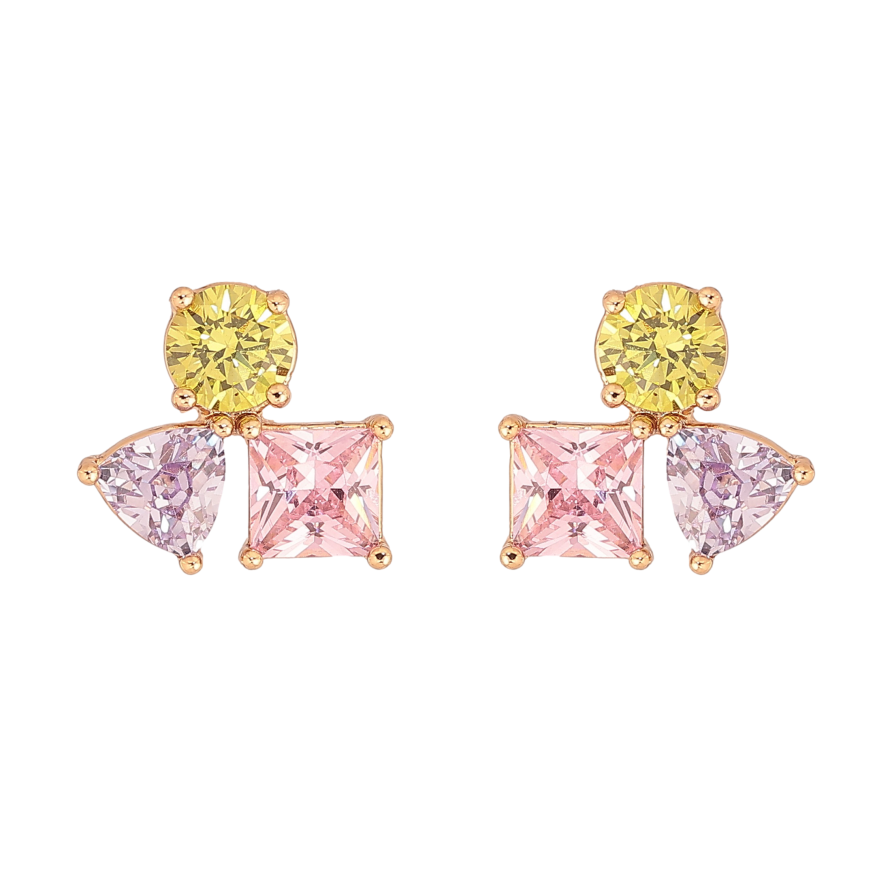 Серьги Xuping цвет Позолота 18К пусеты "Разноцветные кристаллы" фото №1 Серьги Xuping цвет Позолота 18К пусеты "Разноцветные кристаллы" фото №1