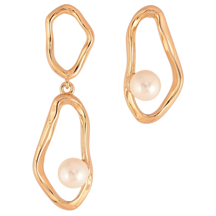 Сережки Xuping колір Позолота 18К пусети "Асиметричні підвіски з перлинами" фото №16 Сережки Xuping колір Позолота 18К пусети "Асиметричні підвіски з перлинами" фото №16