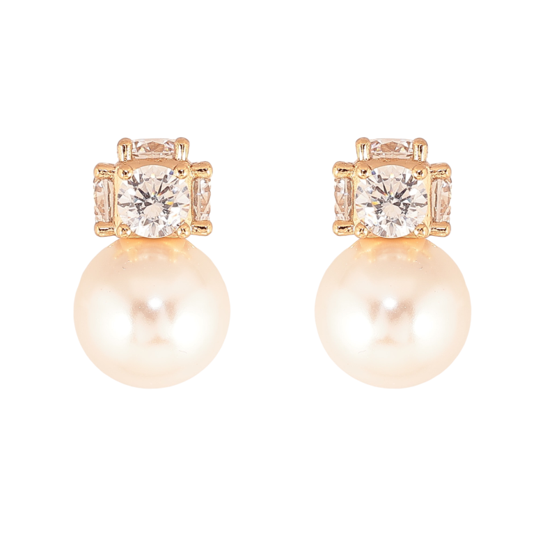 Сережки Xuping колір Позолота 18К пусети "Перлини з кристальними кульками" фото №1 Сережки Xuping колір Позолота 18К пусети "Перлини з кристальними кульками" фото №1