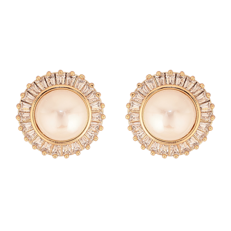 Сережки Xuping колір Позолота 18К пусети "Перлини в обрамленні кристалів" фото №12 Сережки Xuping колір Позолота 18К пусети "Перлини в обрамленні кристалів" фото №12