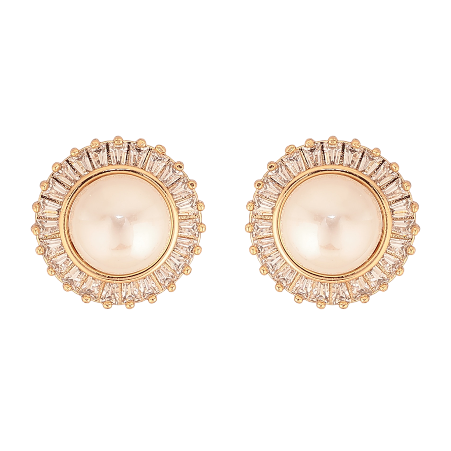 Сережки Xuping колір Позолота 18К пусети "Перлини в обрамленні кристалів" фото №1 Сережки Xuping колір Позолота 18К пусети "Перлини в обрамленні кристалів" фото №1