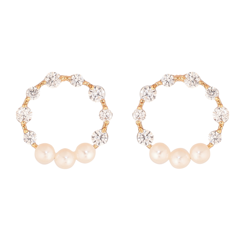 Серьги Xuping цвет Позолота 18К пусеты "Колечки с кристаллами и жемчужинами" фото №1 Серьги Xuping цвет Позолота 18К пусеты "Колечки с кристаллами и жемчужинами" фото №1