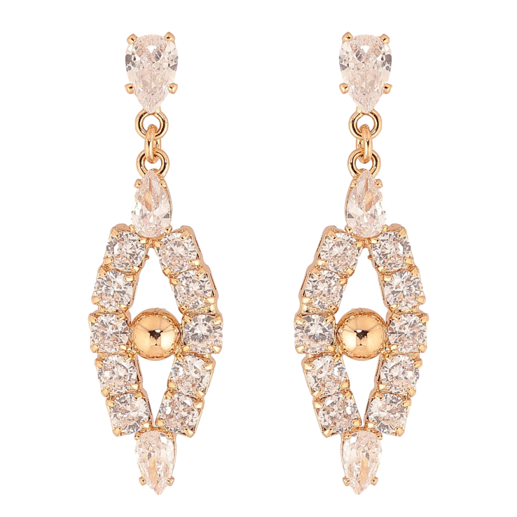 Сережки Xuping колір Позолота 18К пусети "Підвіски з кристалами" фото №13