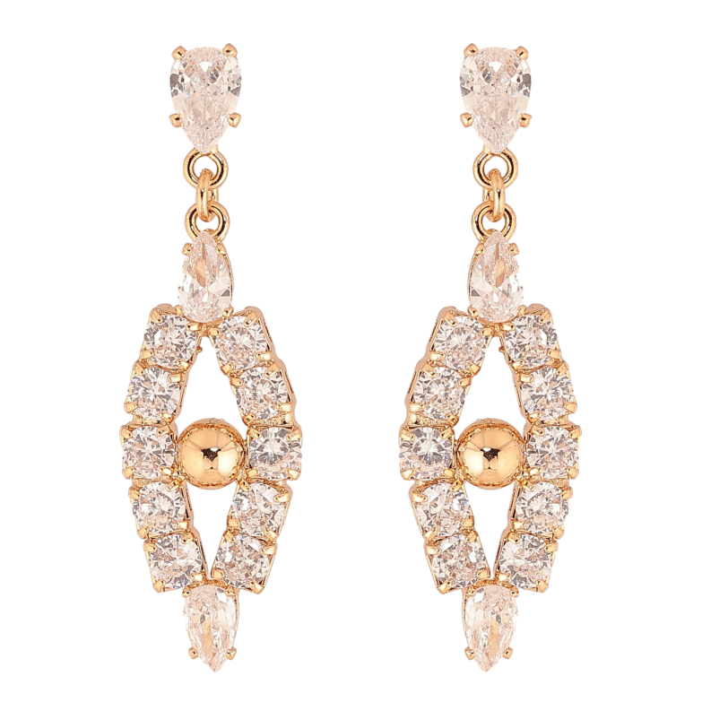 Сережки Xuping колір Позолота 18К пусети "Підвіски з кристалами" фото №1