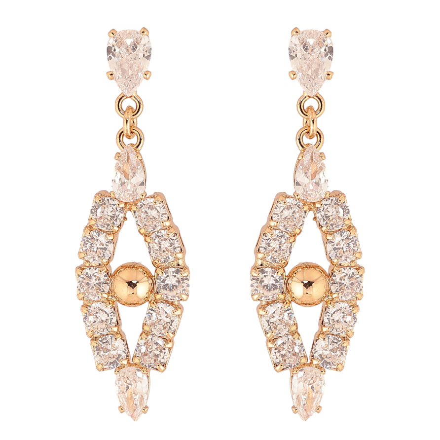 Сережки Xuping колір Позолота 18К пусети "Підвіски з кристалами" фото №1