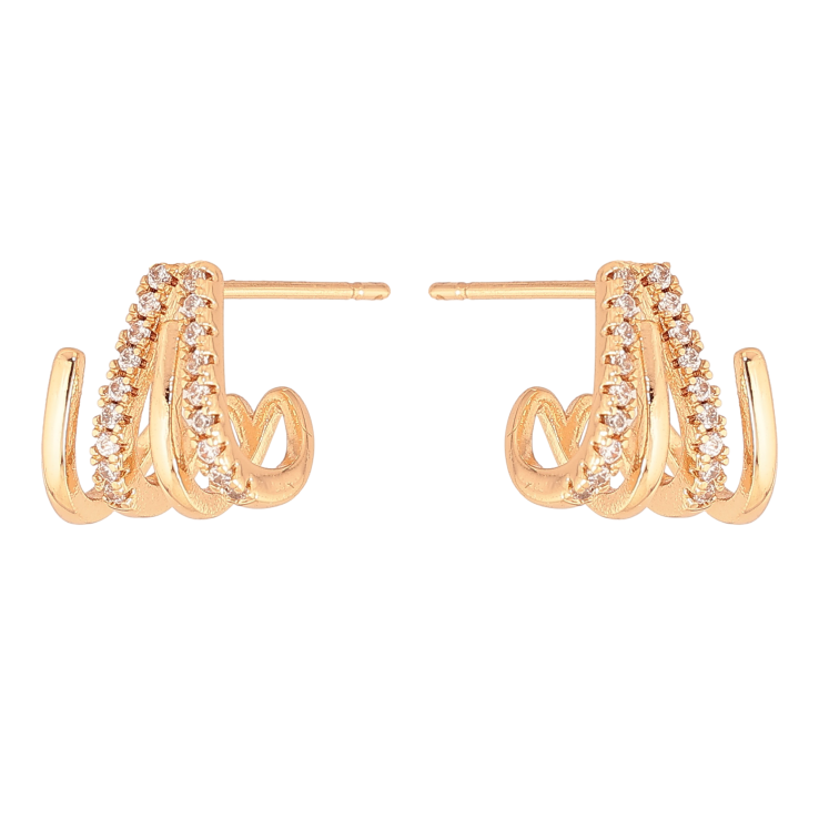 Сережки Xuping колір Позолота 18К пусети "Декоративний візерунок з кристалами" фото №8