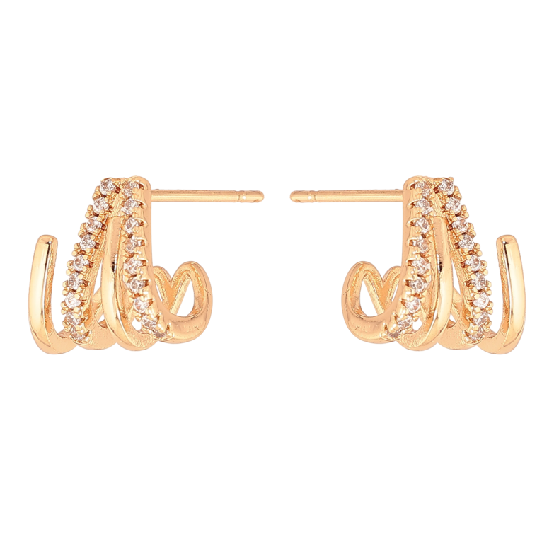 Серьги Xuping цвет Позолота 18К пусеты "Декоративный узор с кристаллами" фото №1