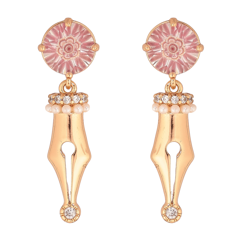 Сережки Xuping колір Позолота 18К пусети "Декоративні підвіски з бузковими кристалами" фото №1