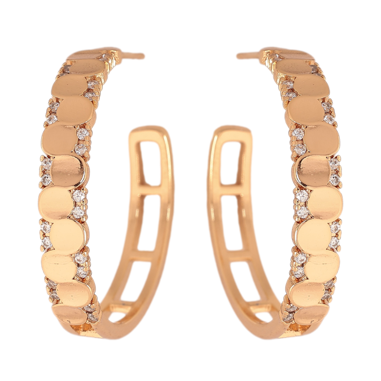 Сережки Xuping колір Позолота 18К пусети "Візерунок з кристалами" фото №1