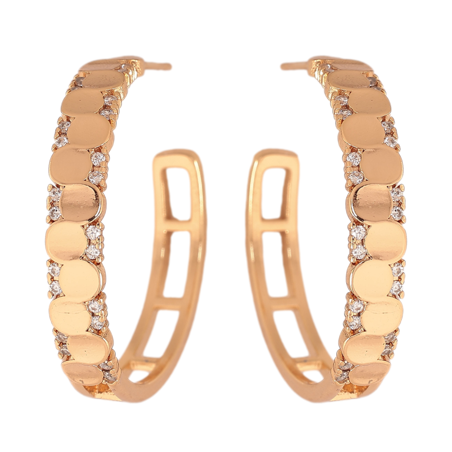 Серьги Xuping цвет Позолота 18К пусеты "Узор с кристаллами" фото №1